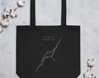 NAUTIVE Organic Cotton Tote Bag | Reusable Eco Shopping Bag | Minimalist Ocean Lifestyle Bag | Sustainable Everyday Tote