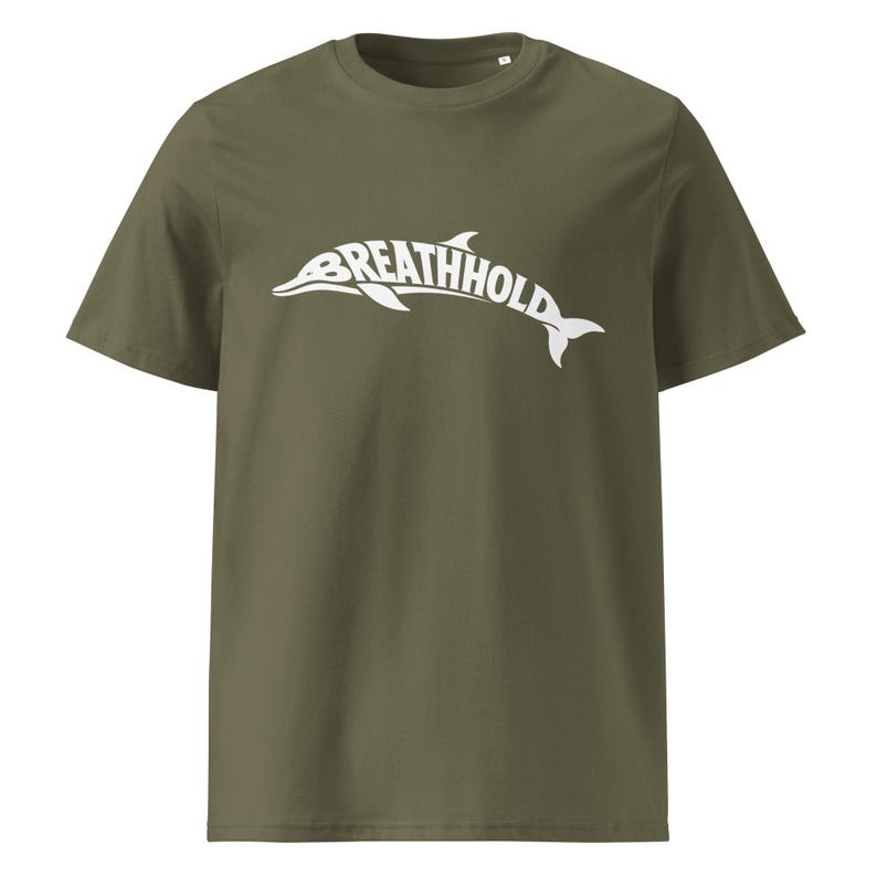 Breathhold T-Shirt Delfin | Freediving Apnoe Shirt Bio-Baumwolle | Geschenk Freitaucher Taucher | Organic Dolphin Tee Unisex White