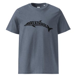 Breathhold T-Shirt Delfin | Freediving Apnoe Shirt Bio-Baumwolle | Geschenk Freitaucher Taucher | Organic Dolphin Tee Unisex Black