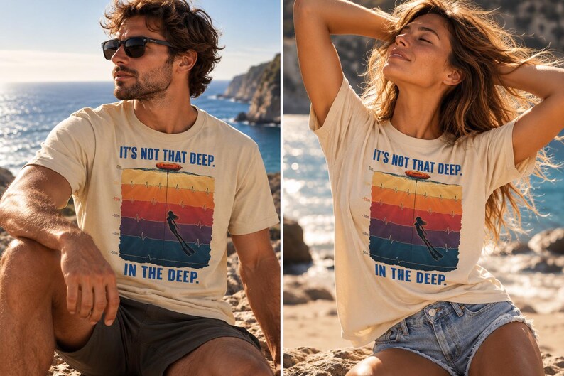 Fridyknings-T-shirt – Den är inte så djup | Ocean T-shirt | Ekologisk bomull 180 g/meter bild 3