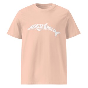 Breathhold T-Shirt Delfin | Freediving Apnoe Shirt Bio-Baumwolle | Geschenk Freitaucher Taucher | Organic Dolphin Tee Unisex White