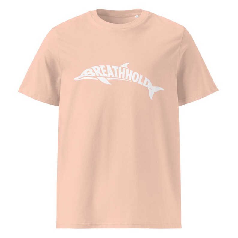 Breathhold T-Shirt Delfin | Freediving Apnoe Shirt Bio-Baumwolle | Geschenk Freitaucher Taucher | Organic Dolphin Tee Unisex White