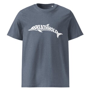 Breathhold T-Shirt Delfin | Freediving Apnoe Shirt Bio-Baumwolle | Geschenk Freitaucher Taucher | Organic Dolphin Tee Unisex White