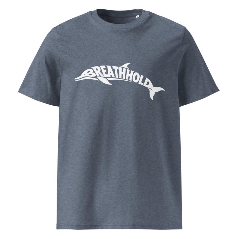 Breathhold T-Shirt Delfin | Freediving Apnoe Shirt Bio-Baumwolle | Geschenk Freitaucher Taucher | Organic Dolphin Tee Unisex White