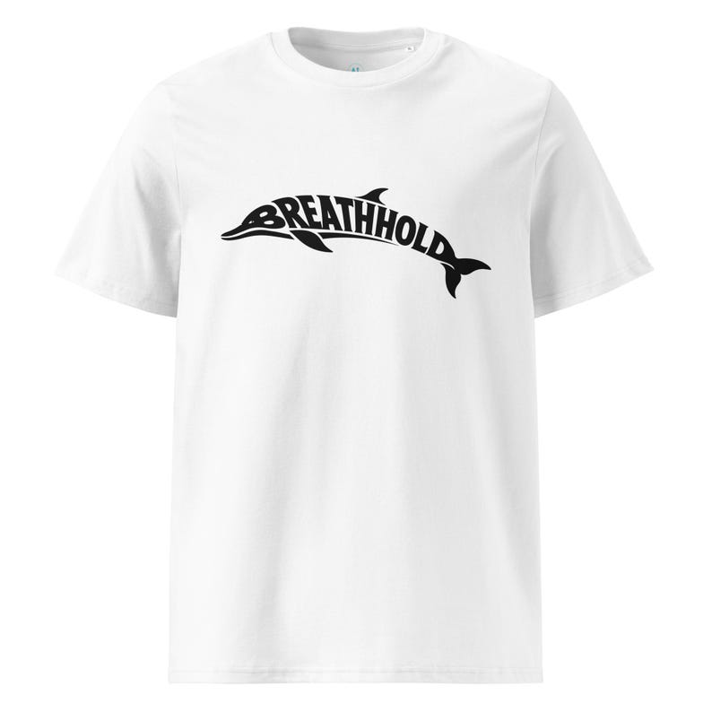 Breathhold T-Shirt Delfin | Freediving Apnoe Shirt Bio-Baumwolle | Geschenk Freitaucher Taucher | Organic Dolphin Tee Unisex Black
