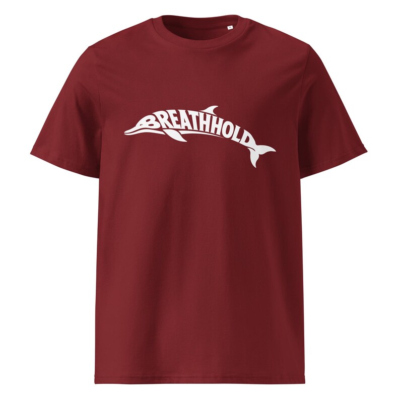 Breathhold T-Shirt Delfin | Freediving Apnoe Shirt Bio-Baumwolle | Geschenk Freitaucher Taucher | Organic Dolphin Tee Unisex White