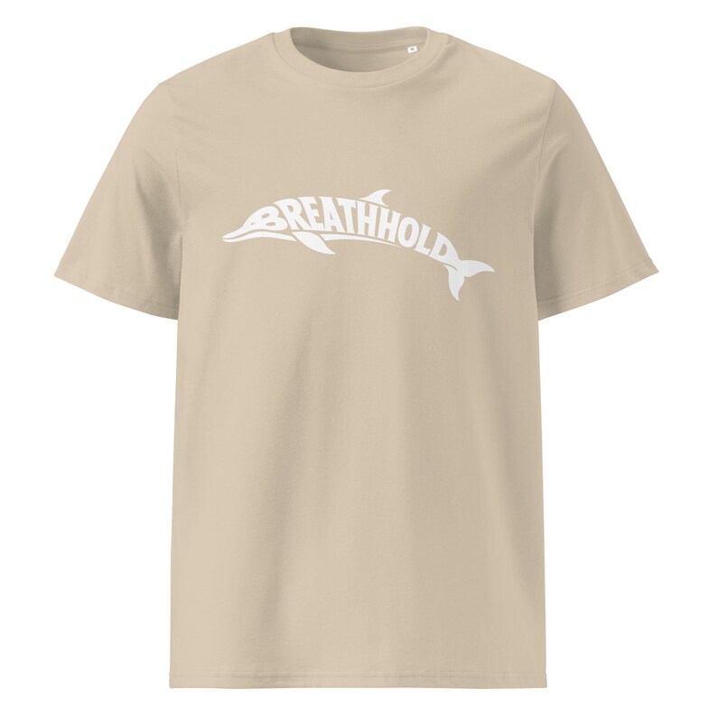 Breathhold T-Shirt Delfin | Freediving Apnoe Shirt Bio-Baumwolle | Geschenk Freitaucher Taucher | Organic Dolphin Tee Unisex White