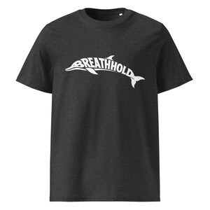 Breathhold T-Shirt Delfin | Freediving Apnoe Shirt Bio-Baumwolle | Geschenk Freitaucher Taucher | Organic Dolphin Tee Unisex White