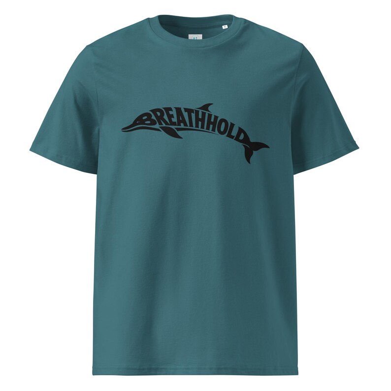 Breathhold T-Shirt Delfin | Freediving Apnoe Shirt Bio-Baumwolle | Geschenk Freitaucher Taucher | Organic Dolphin Tee Unisex Black
