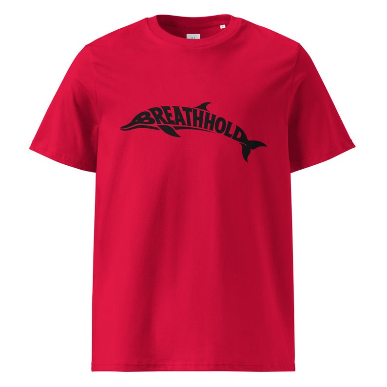 Breathhold T-Shirt Delfin | Freediving Apnoe Shirt Bio-Baumwolle | Geschenk Freitaucher Taucher | Organic Dolphin Tee Unisex Black