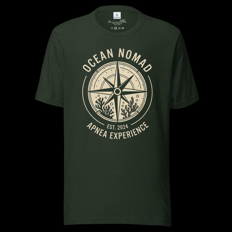 Naudic Ocean Nomad Apnea/Freedive Edition Unisex T-shirt Heather Emerald