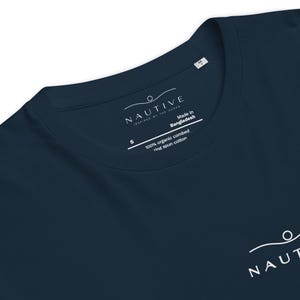 Topographie T-Shirt Tiefenlinien | Bio-Baumwolle Unisex Shirt Rückenprint | Ozean Kontur Line Art | Minimalistisch | NAUTIVE Depth One
