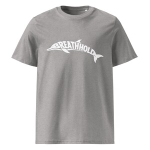 Breathhold T-Shirt Delfin | Freediving Apnoe Shirt Bio-Baumwolle | Geschenk Freitaucher Taucher | Organic Dolphin Tee Unisex White