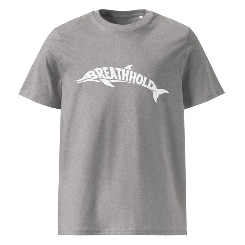 Breathhold T-Shirt Delfin | Freediving Apnoe Shirt Bio-Baumwolle | Geschenk Freitaucher Taucher | Organic Dolphin Tee Unisex White