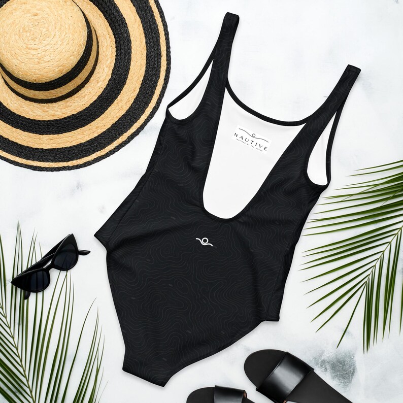 Ocean Contour One Piece Swimsuit | Minimalist Bathymetric Swimsuit | Recycled Women's Swimwear | Coastal Beach Bodysuit