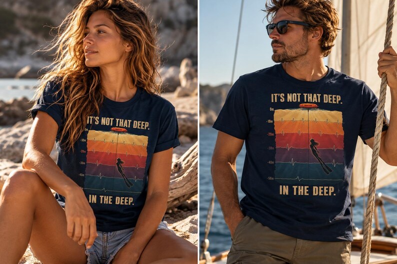Fridyknings-T-shirt – Den är inte så djup | Ocean T-shirt | Ekologisk bomull 180 g/meter bild 4