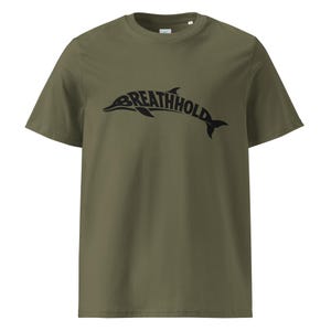 Breathhold T-Shirt Delfin | Freediving Apnoe Shirt Bio-Baumwolle | Geschenk Freitaucher Taucher | Organic Dolphin Tee Unisex Black