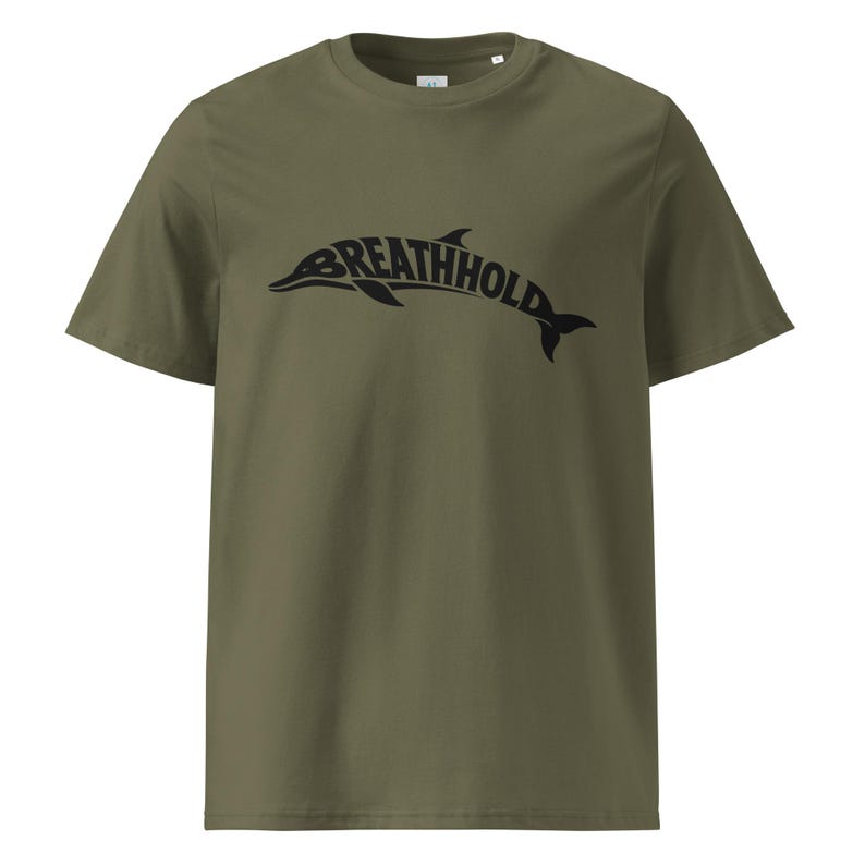 Breathhold T-Shirt Delfin | Freediving Apnoe Shirt Bio-Baumwolle | Geschenk Freitaucher Taucher | Organic Dolphin Tee Unisex Black