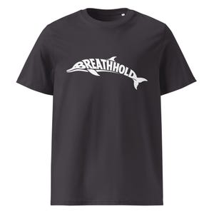 Breathhold T-Shirt Delfin | Freediving Apnoe Shirt Bio-Baumwolle | Geschenk Freitaucher Taucher | Organic Dolphin Tee Unisex White
