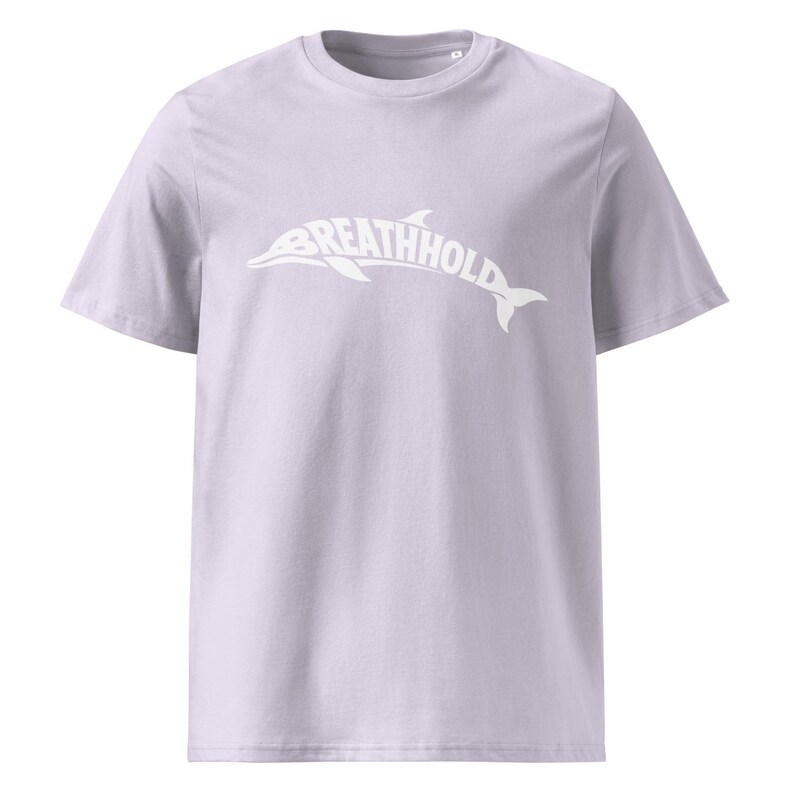 Breathhold T-Shirt Delfin | Freediving Apnoe Shirt Bio-Baumwolle | Geschenk Freitaucher Taucher | Organic Dolphin Tee Unisex White