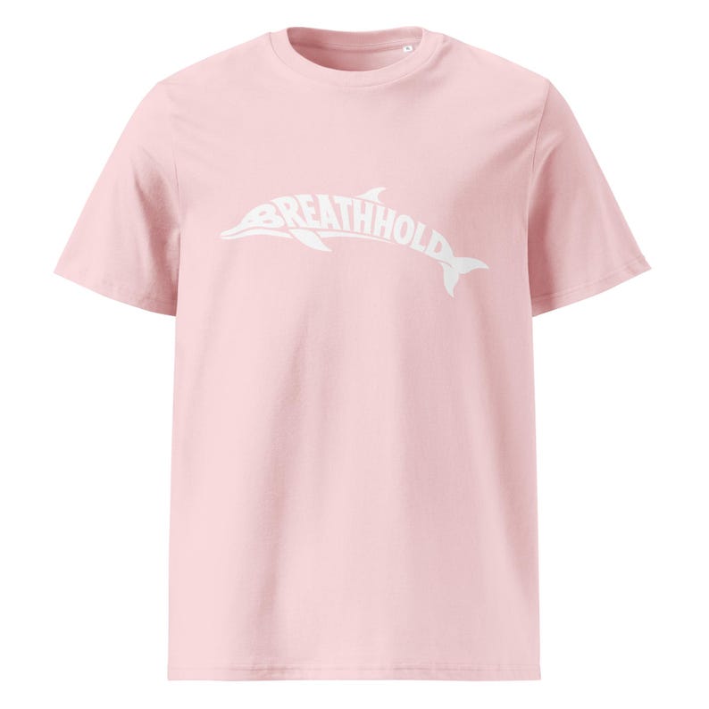 Breathhold T-Shirt Delfin | Freediving Apnoe Shirt Bio-Baumwolle | Geschenk Freitaucher Taucher | Organic Dolphin Tee Unisex White