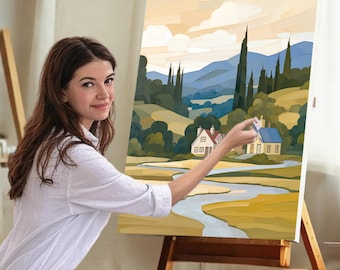 Golden Valley Landscape Paint by Numbers Kit: DIY Acrylic Painting