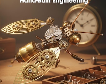 DIY Steampunk Brass Bee Model Kit | 3D Metal Puzzle Assembly Toy, Desk Decor Gadget