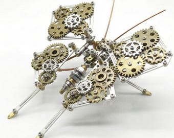 DIY Steampunk Metal Butterfly Puzzle Kit | Mechanical Model Building Set, Stainless Steel, Brass Components