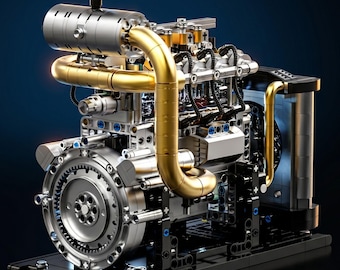 DIY 4-Cylinder Diesel Engine Model Kit – Technic Compatible Building Set