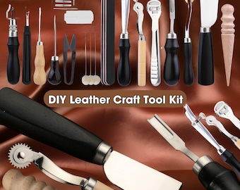 Professional Leather Craft Tool Kit | Hand Sewing Repair & DIY Leatherworking Tools
