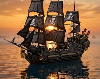 DIY Black Pearl Pirate Ship Building Blocks – 4,304 Piece Display Model Kit