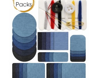 30 PCS DIY Denim Patches | Iron-On Jean Repair Patches | Apparel Sewing Fabric