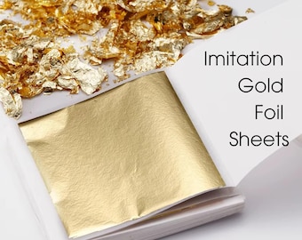 100 Imitation Gold Foil Sheets: Resin, Nails, Crafts (8x8cm)