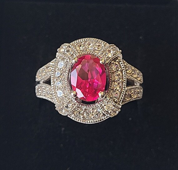 Royal Style 2.35ct Ruby and White Topaz Ring - Si… - image 3