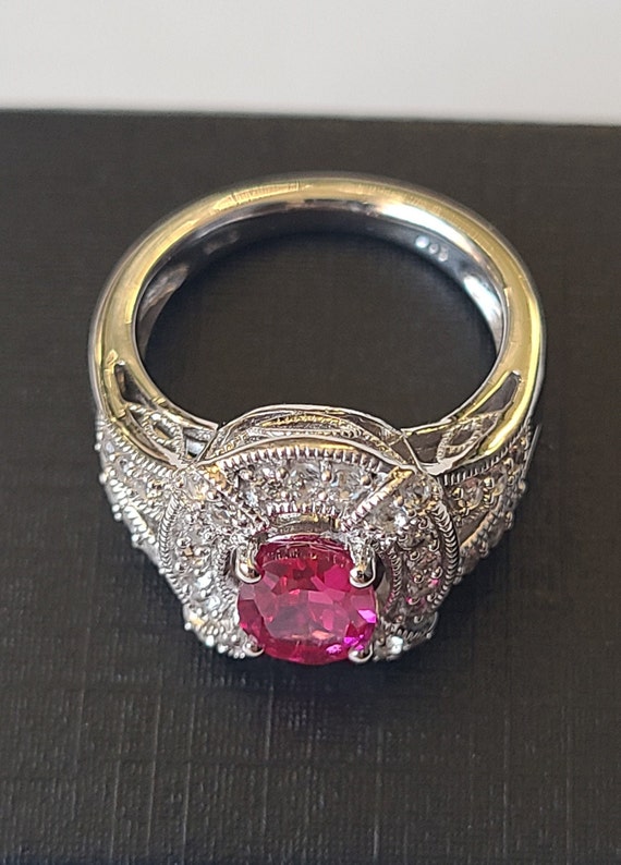 Royal Style 2.35ct Ruby and White Topaz Ring - Si… - image 5