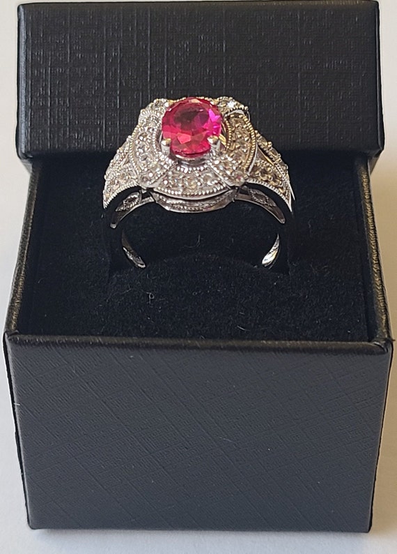 Royal Style 2.35ct Ruby and White Topaz Ring - Si… - image 4