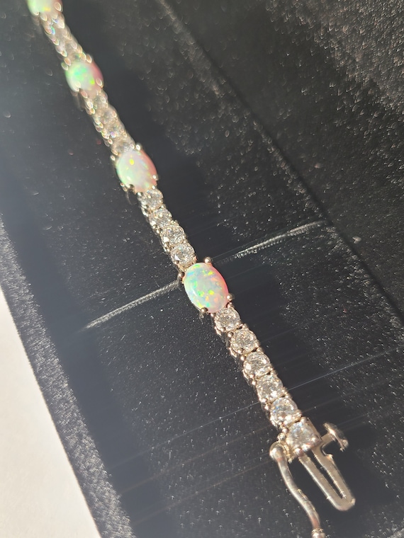 5.86ct Opal and White Topaz Bracelet