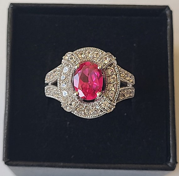 Royal Style 2.35ct Ruby and White Topaz Ring - Si… - image 2