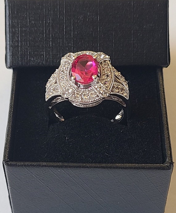 Royal Style 2.35ct Ruby and White Topaz Ring - Siz