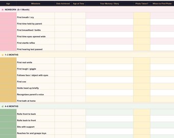 Newborn & Baby Tracker Excel Sheet | Feeding, Diapers, Sleep Training, Milestone