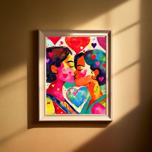 Valentines Day Red Pink Heart Print Valentines Wall Art Vintage Valentines Day Decor Romantic Wall Art Valentines Day Gift For Her Him