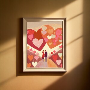Valentines Day Red Pink Heart Print Valentines Wall Art Vintage Valentines Day Decor Romantic Wall Art Valentines Day Gift For Her Him