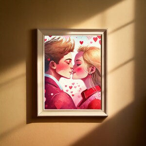 Valentines Day Red Pink Heart Print Valentines Wall Art Vintage Valentines Day Decor Romantic Wall Art Valentines Day Gift For Her Him
