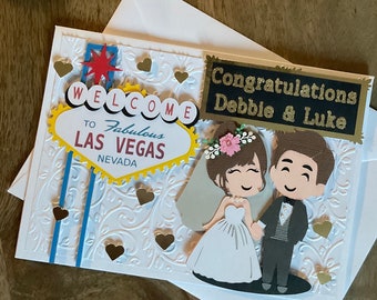 Beautiful Handmade Vegas Wedding Card