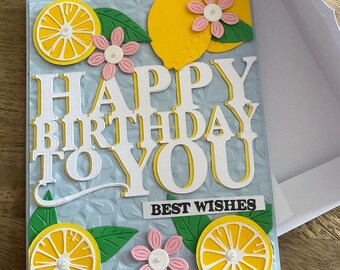 Beautiful Handmade Lemon Birthday Card