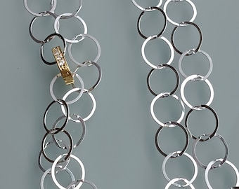 Long silver chain with silver gold-plated final ring