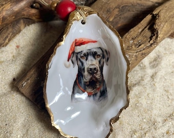 Christmas Great Dane Oyster Shell Ornament