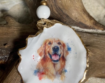 Golden Retriever Oyster Shell Ornament