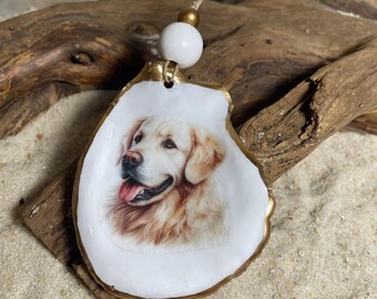 Golden Retriever Oyster Shell Ornament