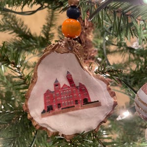Samford Hall, Auburn University Decoupaged Oyster Shell Ornament - Item # 6501